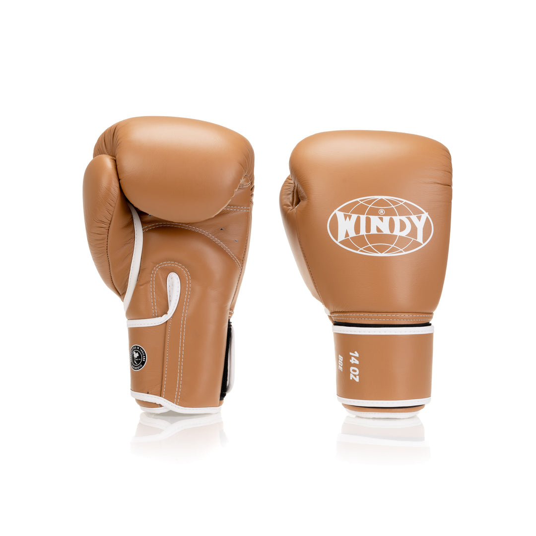 BGE Elite Velcro Leather Glove - Brown/White
