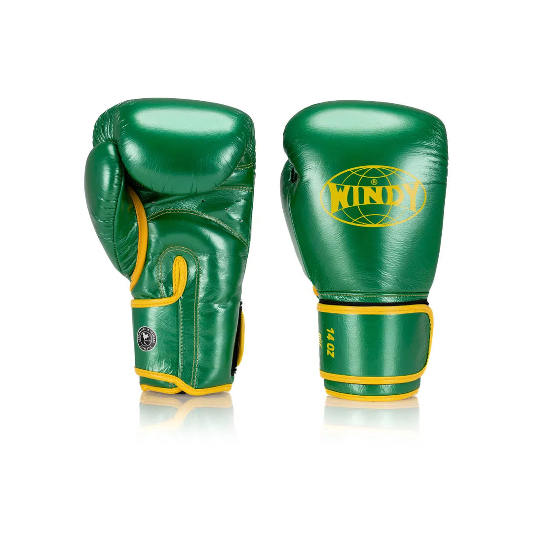 BGE Elite Velcro Leather Glove - Green/Yellow