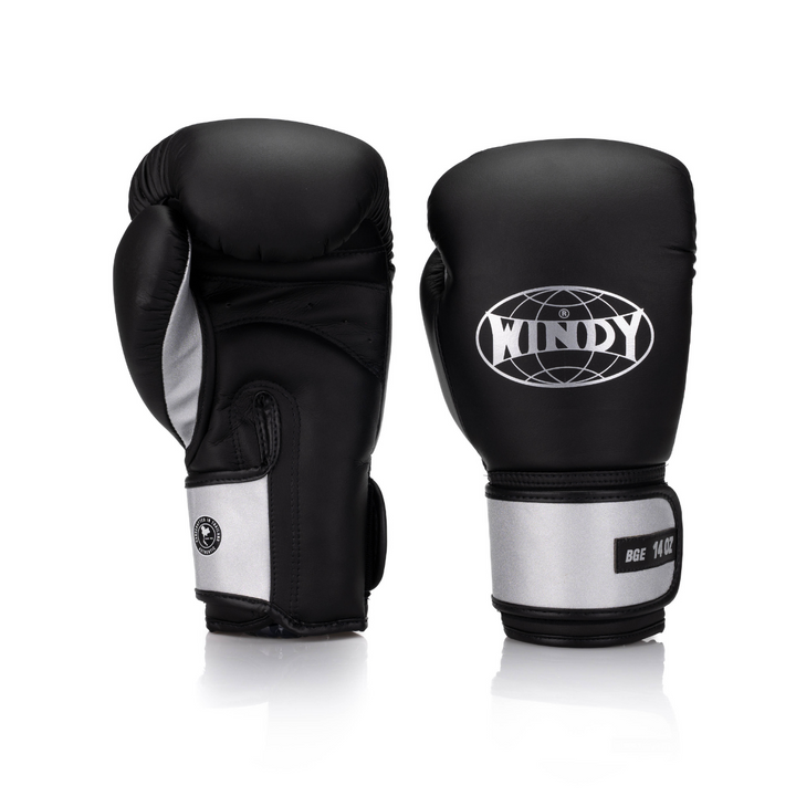 BGE Elite Velcro Leather Glove - Black/Silver