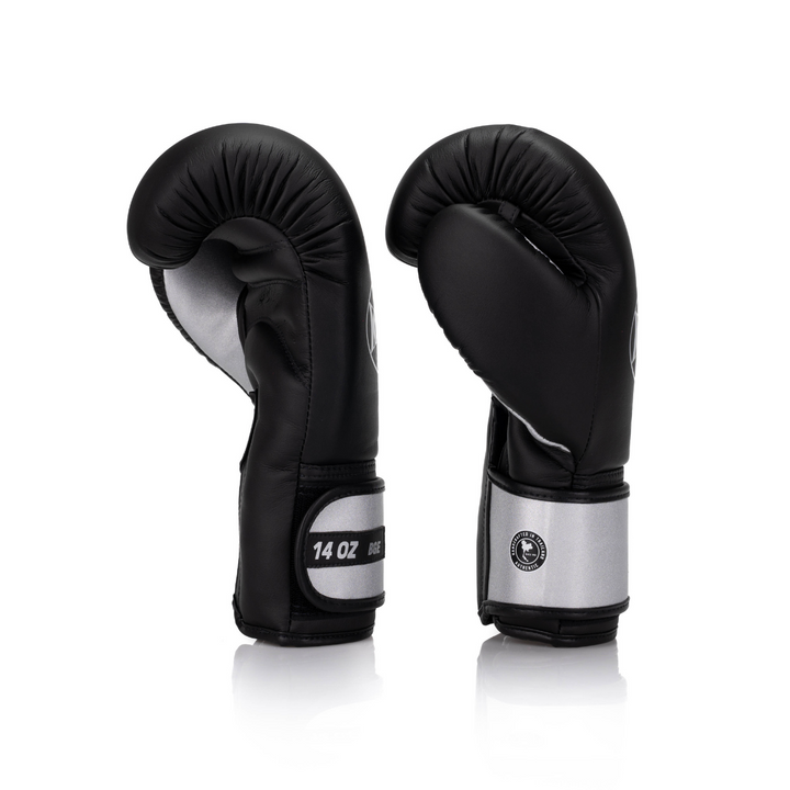 BGE Elite Velcro Leather Glove - Black/Silver