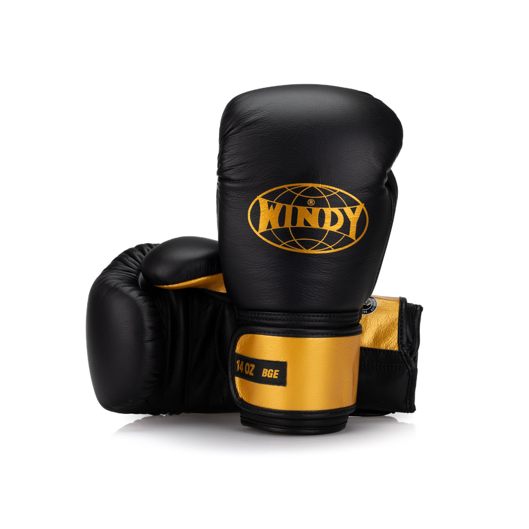 BGE Elite Velcro Leather Glove - Black/Gold