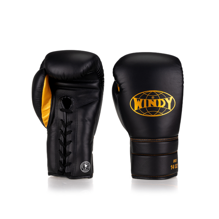 BGE Elite Lace-Up Leather Glove - Black/Gold