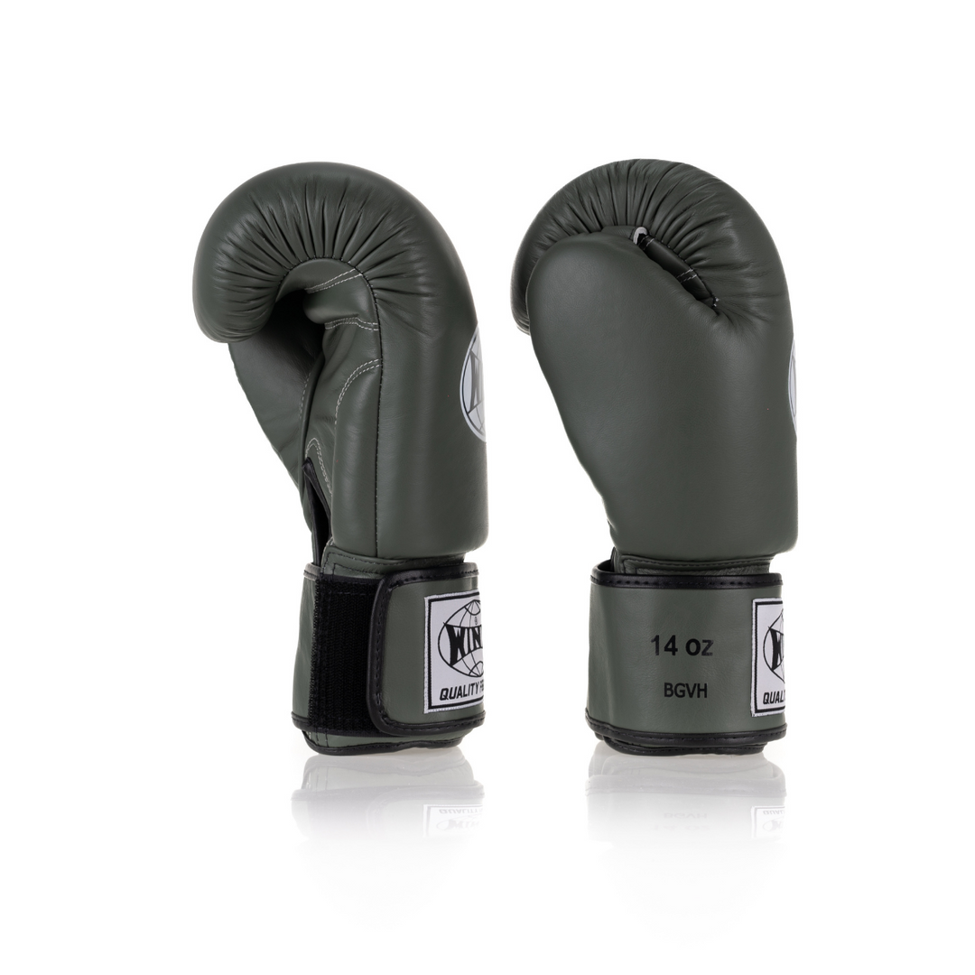 Windy Army Green BGVH Gloves. Classic Genuine Leather Gloves for Boxing and Muay Thai