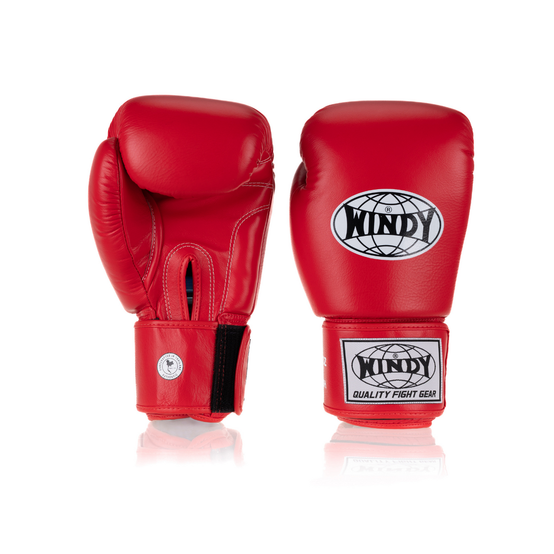 Windy Red BGVH Gloves. Classic Genuine Leather Gloves for Boxing and Muay Thai