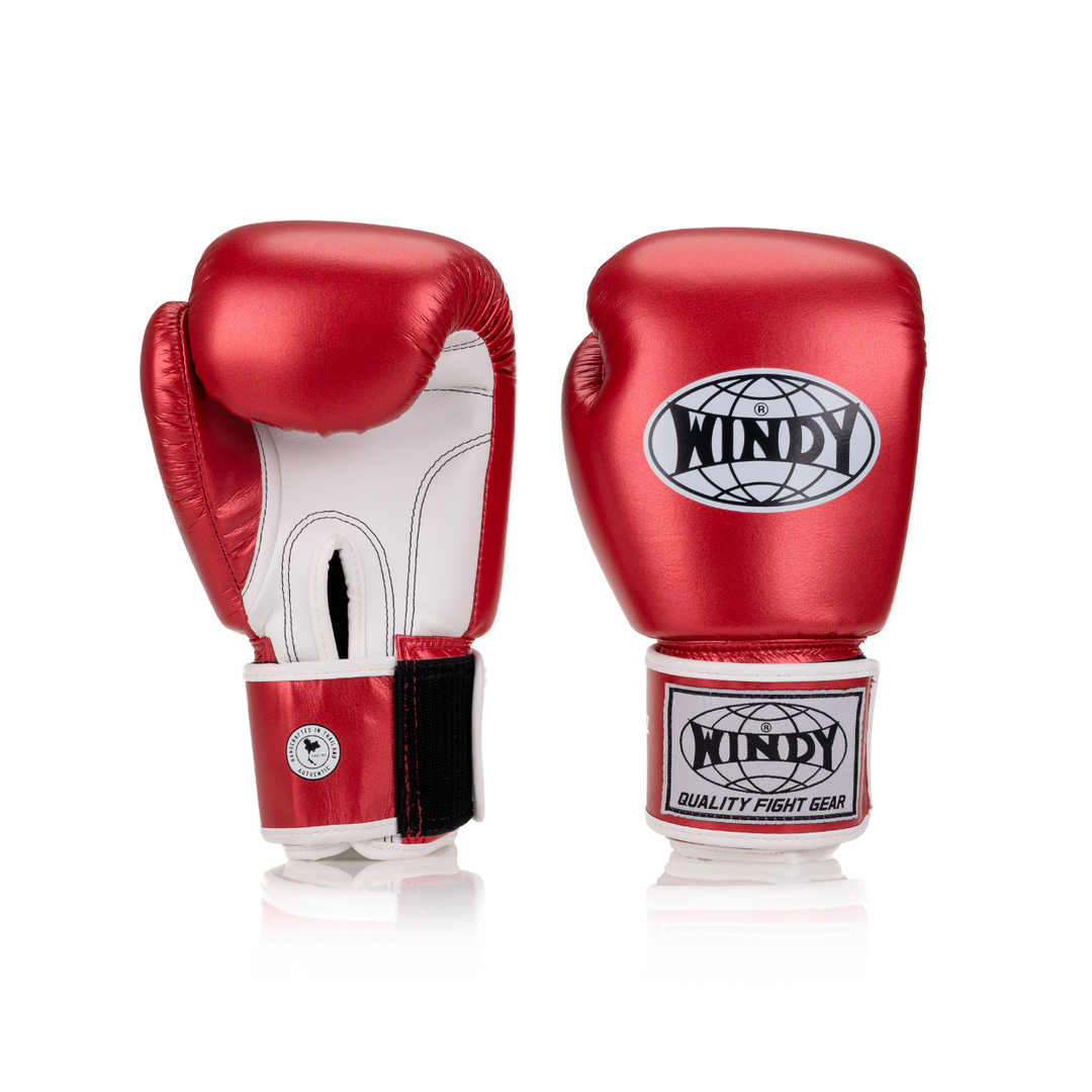 Windy Red BGVHU Gloves. Classic Microfiber Gloves for Boxing and Muay Thai