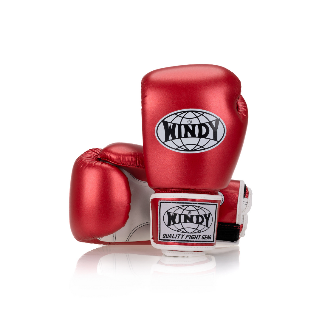 Windy Red BGVHU Gloves. Classic Microfiber Gloves for Boxing and Muay Thai