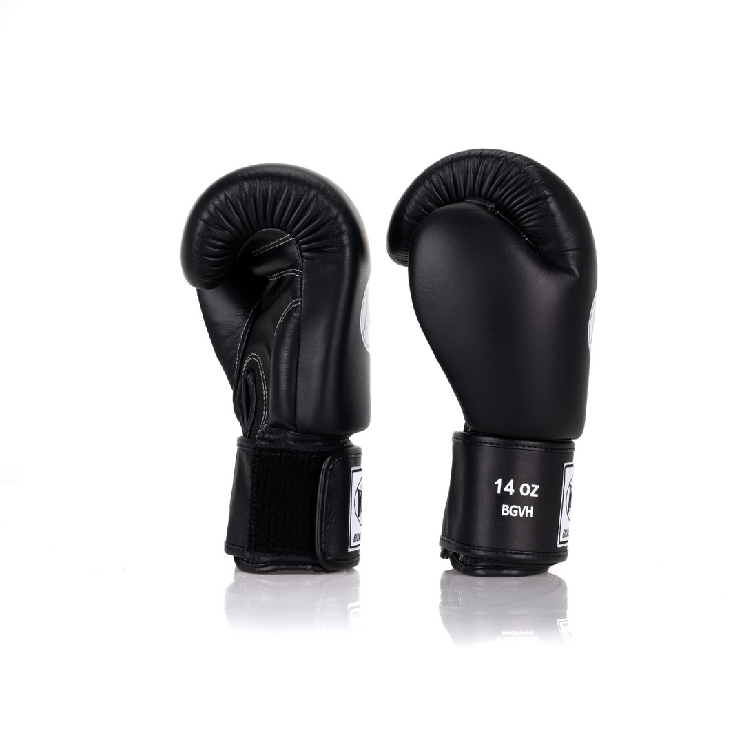 Windy Black BGVH Gloves. Classic Genuine Leather Gloves for Boxing and Muay Thai