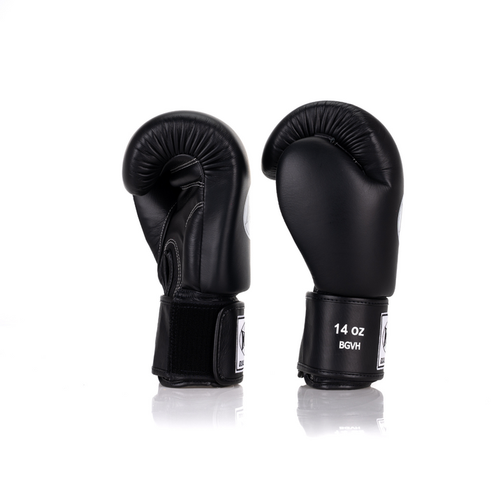 Windy Black BGVH Gloves. Classic Genuine Leather Gloves for Boxing and Muay Thai