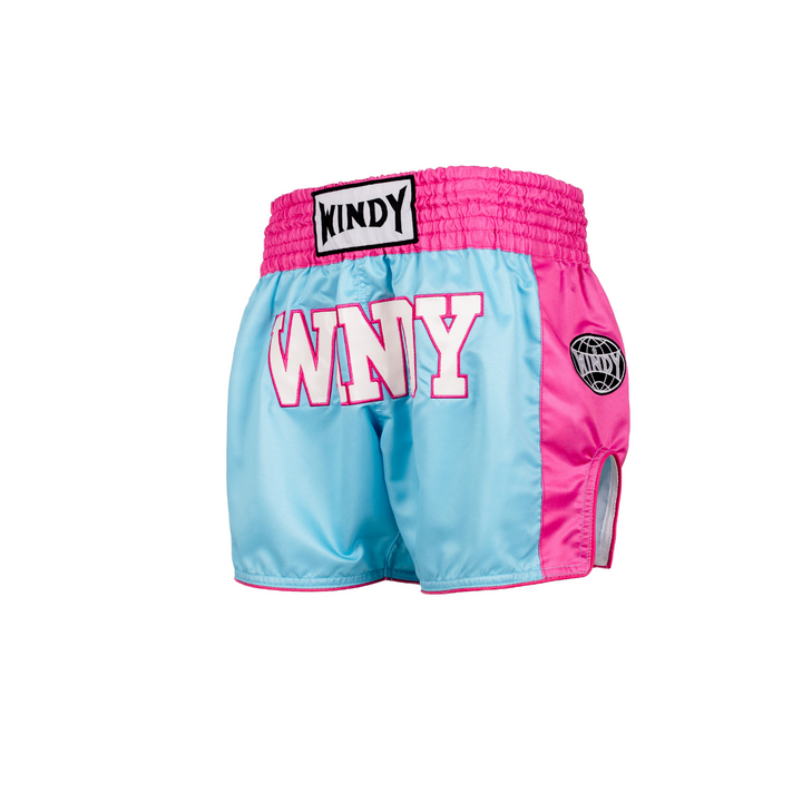 Muay Thai Short Retro 2.0 - Baby Blue/Hot Pink